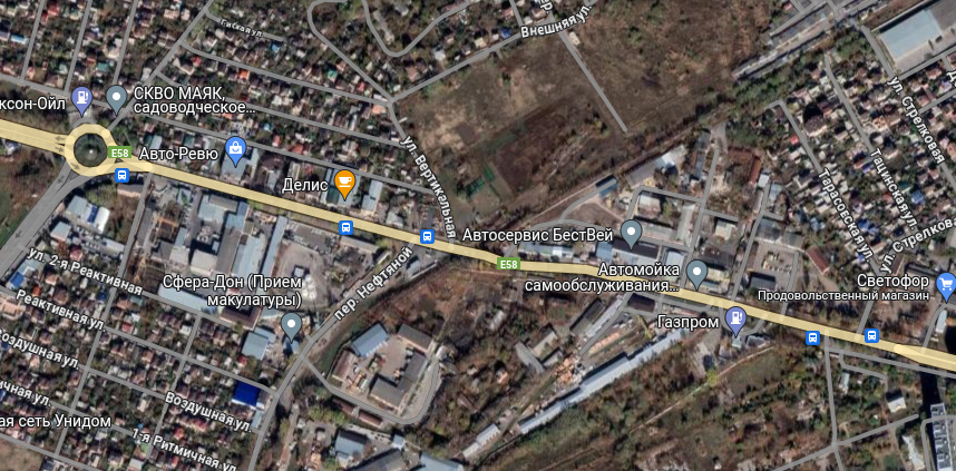 Фото: переулок Нефтяной и улица Таганрогская в Ростове // скриншот из Google Maps 