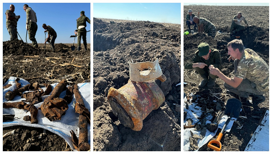 Фото: военный самолёт с погибшими лётчиками нашли под Ростовом, кадры ВК "Миус Фронт"