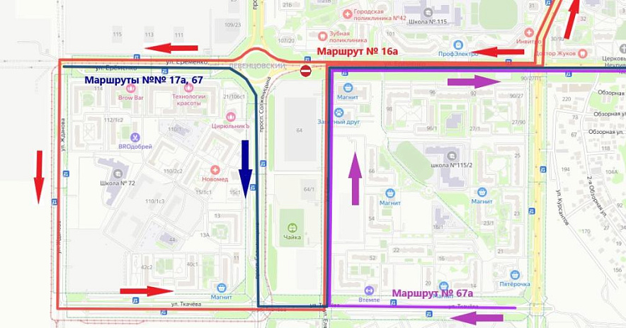 Фото: схема изменения маршрутов автобусов на Левенцовке