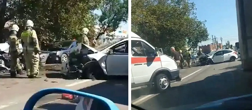 Фото: В Ростове умер водитель такси при лобовом столкновении на Доватора // коллаж 1rnd