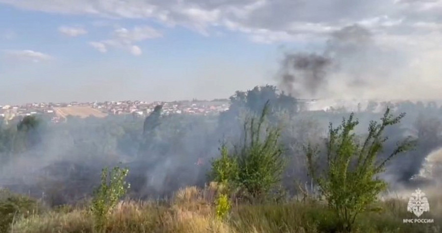 Фото: ландшафтный пожар в Аксайском районе \\ кадры ГУ МЧС РФ по РО